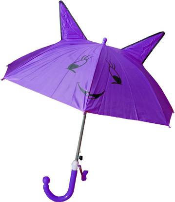 VanillaFudge cartoon printed automatic open Ear Umbrellas For Rainy Umbrella (Purple) Umbrella