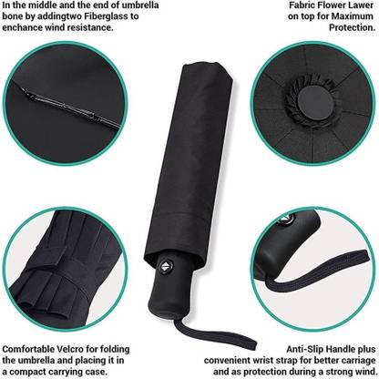 ADJ Auto Open Close Umbrella Black Outdoor Umbrella