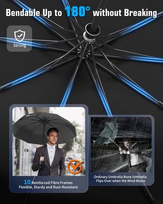 Anycho Carabiner Handle Umbrella for Men, Auto Opening and Closing Umbrella for Women Umbrella