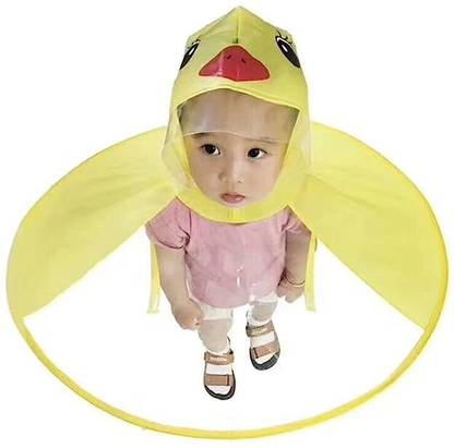 kayru Adult Yellow Duck Raincoat UFO Rain Coat Children's Hooded Umbrella Umbrella