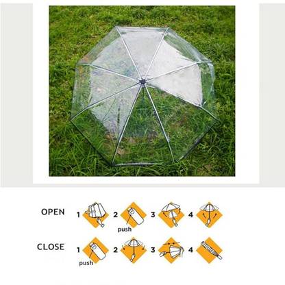 INFISPACE Fancy Clear Umbrella, Triple Fold Transparent Umbrella for Unisex Umbrella