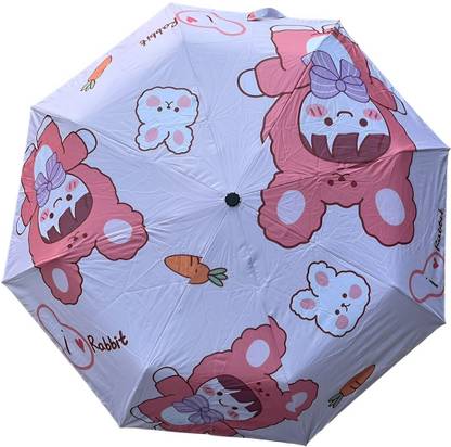 Just Decor Cute Cartoon Printed One Touch Fully Automatic Non-Slip Rotatable Hook Handle Umbrella