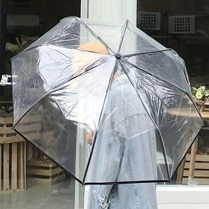 INFISPACE Fancy Clear Bubble Umbrella, Triple Fold Transparent Umbrella for Unisex Umbrella