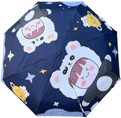Just Decor Cute Cartoon Printed One Touch Fully Automatic Non-Slip Rotatable Hook Handle Umbrella