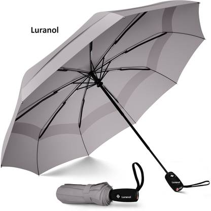 Luranol Solid 3 Fold Auto Open 8 Aluminium Ribs UV Coated Windproof Silver Coating Umbrella