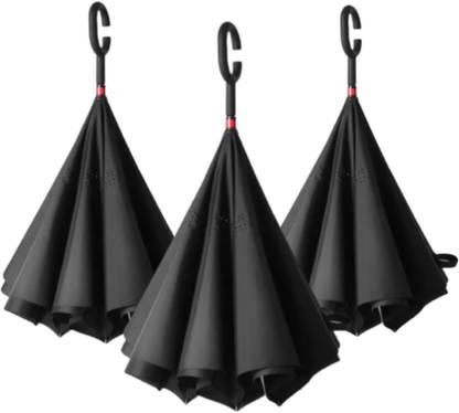 UK Enterprise PACK 3 : C Type Handle Double Layer Inverted Upside Down Reversible Umbrella