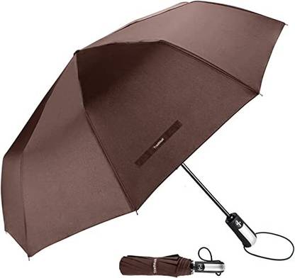 Unique Creations Umbrella Windproof Travel Umbrella Compact Folding Reverse Umbrella -Brown Umbrella