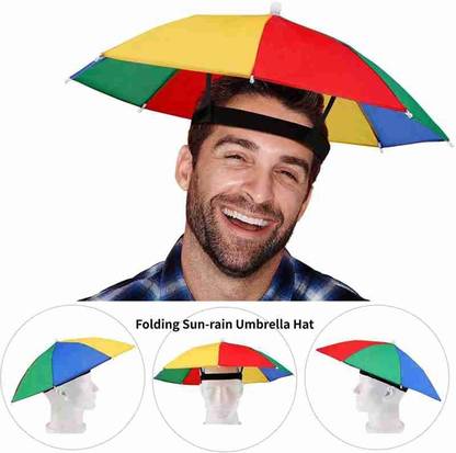 KAWASONY Best Quality Head Umbrella Hat For Kids & Adults ( multicolour ) Umbrella