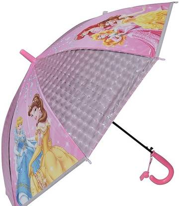 Filloxy Kid Umbrella PINK-Cinderella Princess Auto 8 Ribs UV Windproof with whistle. Umbrella