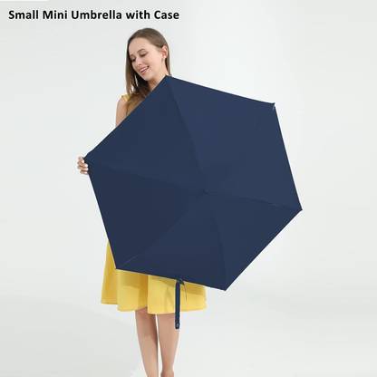 AlexVyan Mini Umbrella with Case (Manual Open) 6 Frame Compact Travelling Sun Umbrella Umbrella