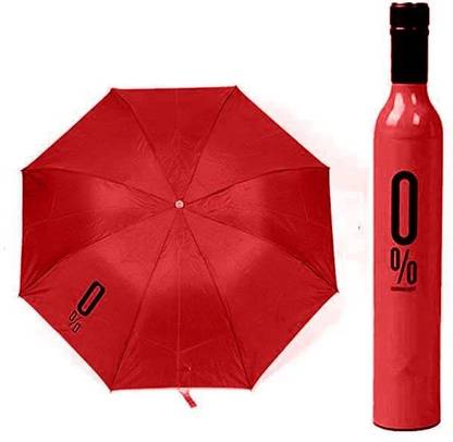 Choice One Bottle Umbrella 0% Decent Look Windproof Deco Bottle Travel Umbrella (Red) Umbrella