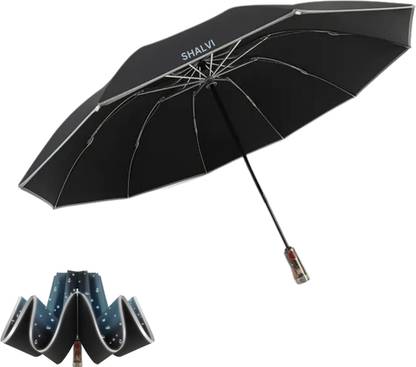 Shalvi Anti Rebound & Reversible Umbrella with Reflective Stripe & Transparent Handle Umbrella