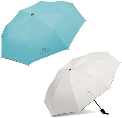 KEKEMI UMB031C_07 3 fold Manual UV Plain Sun & Rain Umbrella (Pack of 2) Umbrella