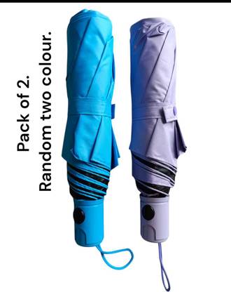 Akshar Tabla Mart 3 Fold Automatic Umbrella Pack of 2 Random Colors, Auto Open, Compact & Durable Umbrella