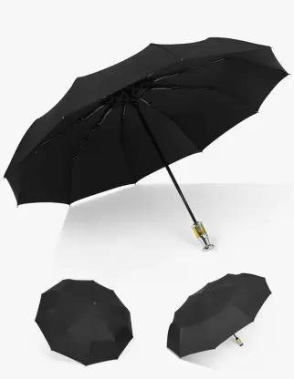 फॉर्मोनिक्स 3Fold Fully Automatic Rain UV Protection Portable Foldable Travel Umbrella Black छाता