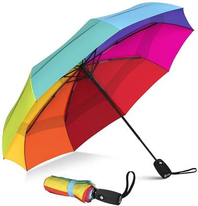 ZOOBE Enterprise Rainbow 3 Fold Fully Automatic Rain Foldable Auto Open Close Umbrella