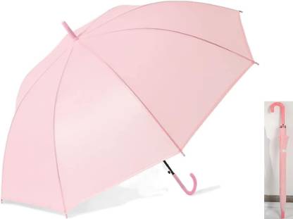 XBEY Single Fold Umbrella with Rain & UV Protection, Auto Open J-Handle – Pack Of 1 Umbrella  (Pink)