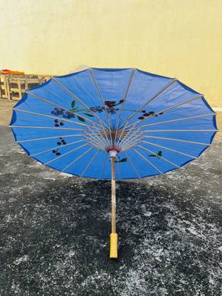 Kala Stutee Handmade Japanese Wooden Colorful Floral Print Umbrella