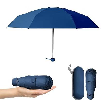 AlexVyan Mini Umbrella with Case (Manual Open) 6 Frame Use in Rain & Summer. Umbrella