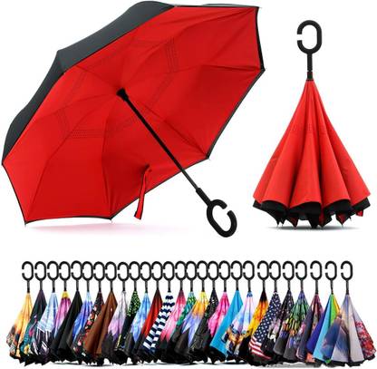 Holy Delight RED Waterproof Stick Umbrellas with C-shape Handle (1-Pcs/Umbrella) Umbrella
