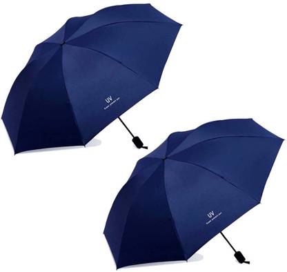 KEKEMI UMB031C_02 3 fold Manual UV Plain Sun & Rain Umbrella (Pack of 2) Umbrella