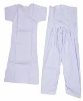 whire chudithar White Cotton Blend Uniform Salwar