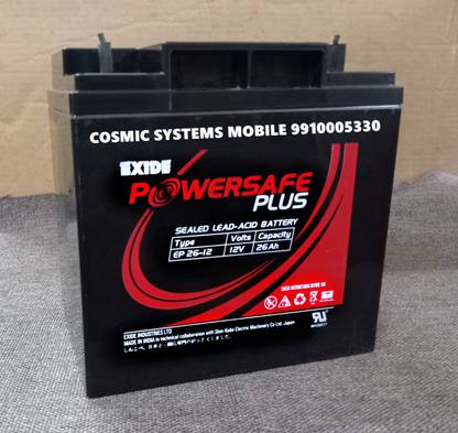 EXIDE 12V POWESAFE PLUS 26AH Battery 26 V Offline/Standby Rack-mount Model UPS 2 Outlet Plugs