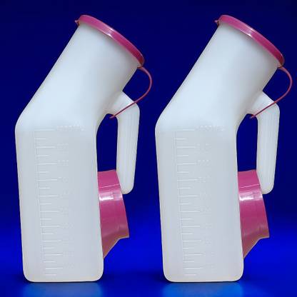 fastro Big Size Urine Pot 1000ml with Lid Convienient to Use for Men Women Pack of 2 Urine Pot