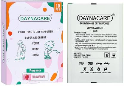 DAYNACARE Vomit Urine Spitng Disposable Dry Perfumed Super Absorbent Bags 10 Pc STRAWBERRY Vomit Bag