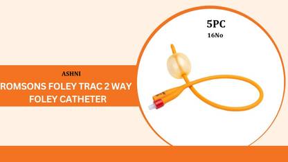 Ashni Romsons Foly Trac 16 FG 2way rubber Foly catheter pack of 5pc Urometer
