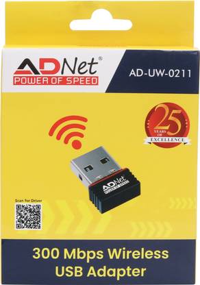 ऐड नेट-पॉवर ऑफ स्पीड 300 Mbps USB WiFi Adapter for PC, Wireless Network Adapter for Desktop/Laptop USB एडाप्टर