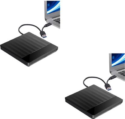 FKU SET OF 2 External CD DVD Drive, USB 3.0 with Type C Portable External DVD Writer