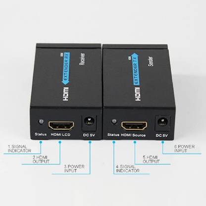 Tobo  TV-out Cable HDMI Extender Over Single UTP CAT5e/CAT6 Cable up to 60m with IR Remote TD-535H
