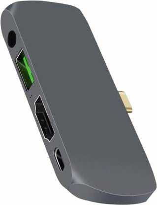 POWERUP Thunderbolt Aluminum USB-C Hub 4IN1 (3.5 Audio, USB-A, HDMI & Type-C) Ports USB Adapter