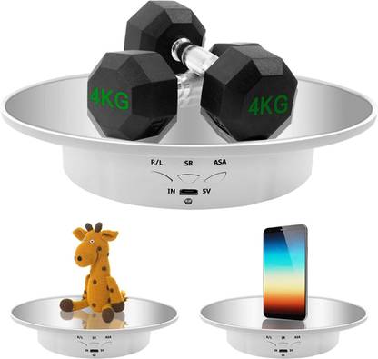 HASTHIP 1Pcs Rotating Display Stand with Mirror Finish, USB Charge 360 Degree Rotating Card Display Stand