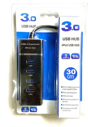 WEFLY 4 Port USB Hub 3.0 Adapter Cable with 5Gbps Speed, Laptop, PC Computers USB Adapter