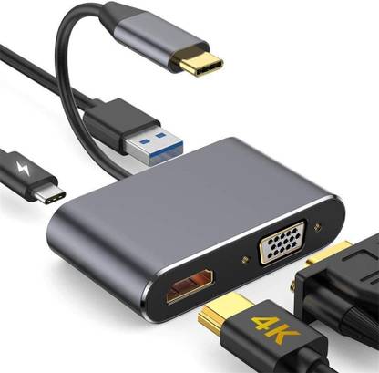 VOOCME USB C to HDMI Adapter 4 in 1 USB C HUB 4K HDMI VGA Type C USB 3.0 Converter USB Adapter