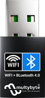 Multybyte USB Adapter 4.0-High-Speed 150Mbps for PC-Plug&Play,Dual Functionality (WiFi+BT) USB Adapter