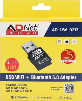 A.D NET POWER OF SPEED USB WIFI+ Bluetooth 5.0 Adapter USB Adapter