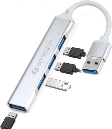 STRIFF USB_HUB_4port Adapter, Fast Data Transfer for PC Laptops MacBooks(Silver) USB Adapter