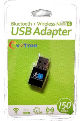 ईवीओट्रान 2 in 1 USB Dual WiFi /Bluetooth 4.2 Adapter, 150Mbps Band 2.4 Ghz Wireless Network External Receiver, WiFi Dongle for PC Laptop Desktop USB एडाप्टर