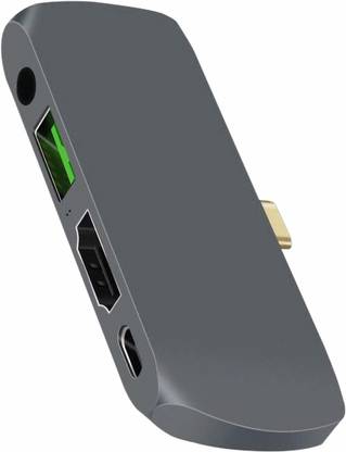 पॉवर उप Stay Charged 4 in 1 Slim Multi-Functional USB Type-C Hub Adapter 5GBPS, USB-C Port, PD Charge 3.0 & 3.5mm Audio Jack to Microsoft Surface Go & HDMI 4K (30Hz) USB एडाप्टर
