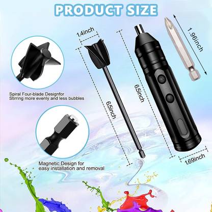 SUPVOX Electric Blender Mixer Mini Handheld USB Mixer Epoxy Resin Mixer with 2 Spiral USB Adapter