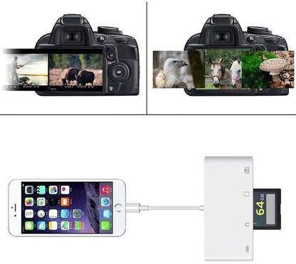 WEFLY 4in1 LTG SD/TF Card Camera Reader, Trail Game Camera SD Card Reader, LTG to USB USB Adapter