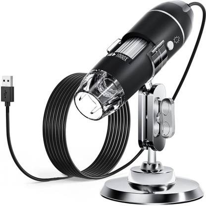 microware Portable USB Digital Microscope 40X-1000X Electron Microscope with 8 LED Light and Silver Bracket Mini Microscope Endoscope Camera Magnifier with Stand Laptop Accessory