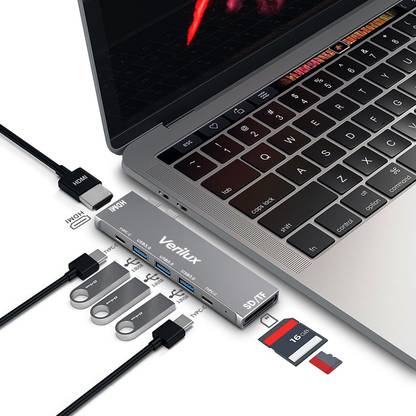 Verilux USB C Hub Adapter,8 in 2 Multiport MacBook Pro USB-C Accessories with 3 USB 3.0 USB Hub Adapter,8 in 2 Multiport MacBook Pro USB-C USB Hub