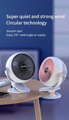 WOOS Desk Fan With 5 Speeds mode USB Fan Small Clip On Fan For Indoor Outdoor 360° Rotate USB Desk Fan, 2 in 1 Vertical and Clip Fan, Rechargeable Fan