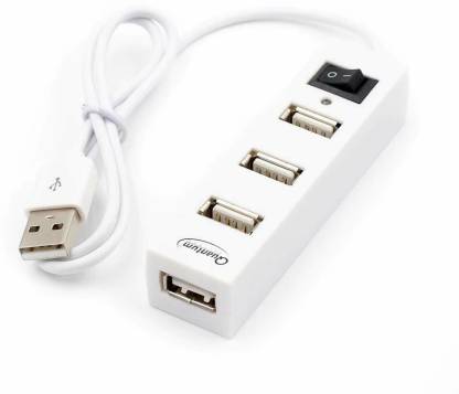 QUANTUM QHM6660 4 Port Hi-Speed USB Hub with Power Switch white Plug and Play For Computer USB Hub