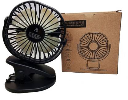 SURYAKUSH Rechargeable Battery Operated Table Clip Fan,360°Rotation 3 Speed Clip Fan RF01 Rechargeable Fan