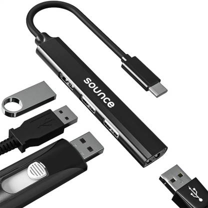sounce USB C Hub 4 in 1 port Adapter for PC, Mac Pro, Mac Mini, iMac, Tablet,Smartphone with Aluminum Shell Multi Port USB Hub